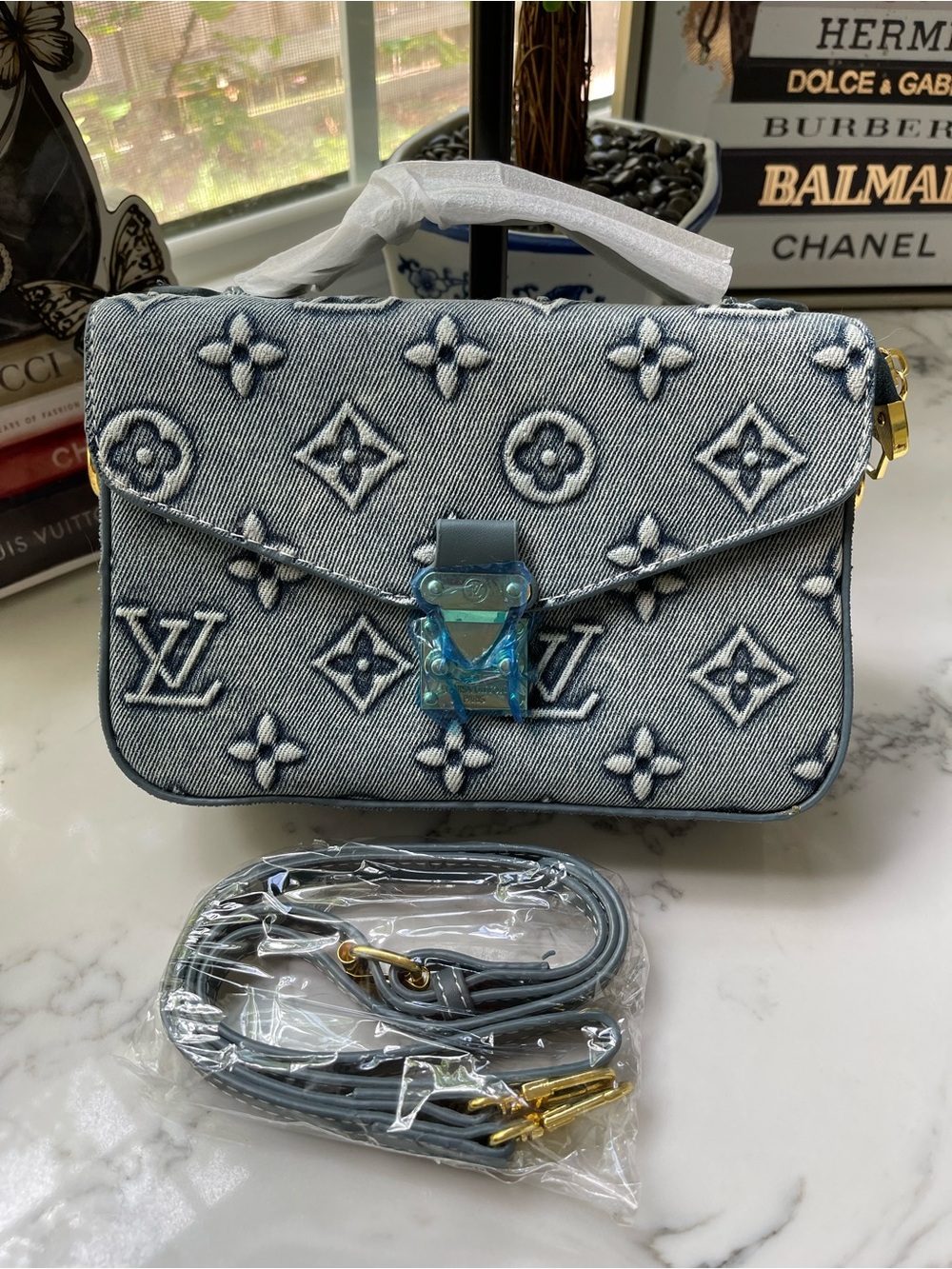 Blue Denim Monogram Pochette
